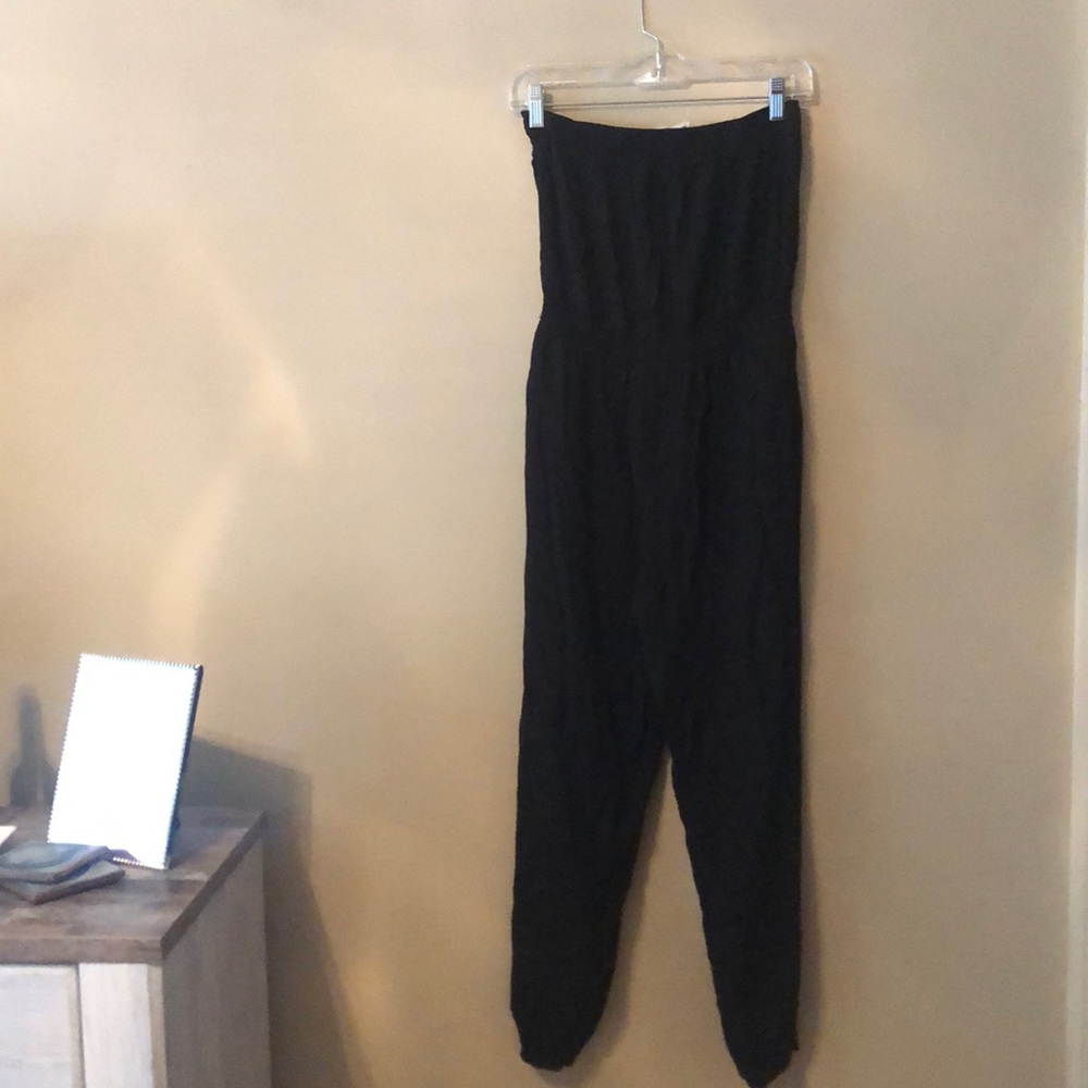 Black Jogger Strapless Jumpsuit